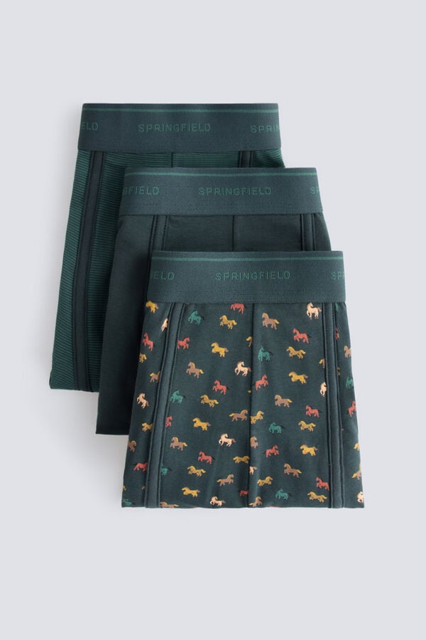 Springfield Pack 3 horse boxers green