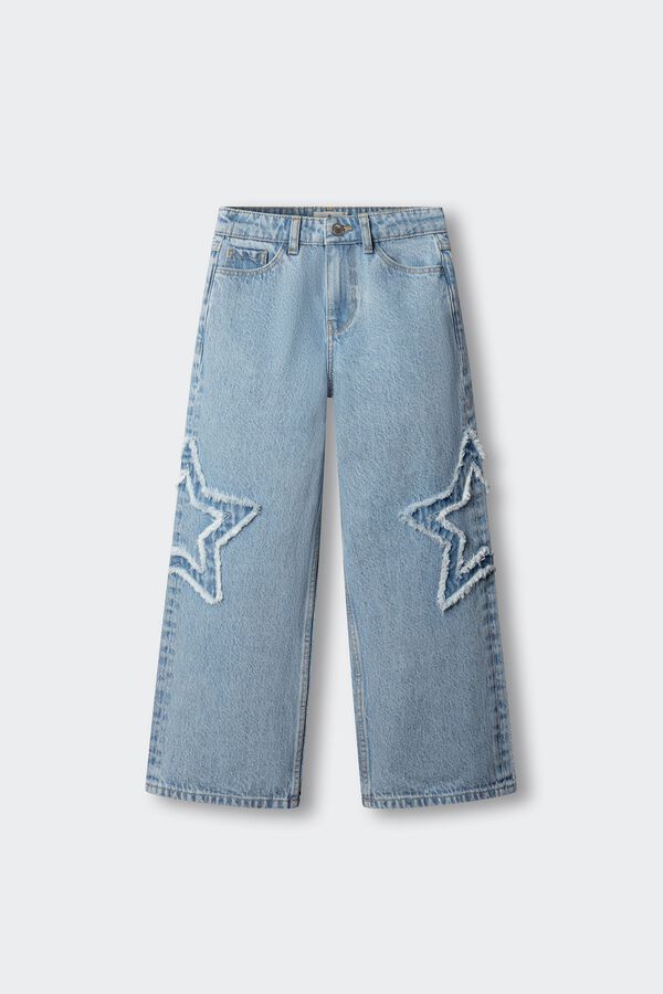 Springfield Kids Pantalon wide leg estrella lateral ni&ntilde;a azul