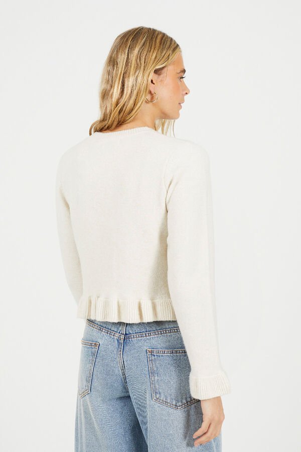 Brave Soul C&aacute;rdigan de punto con volantes marfil