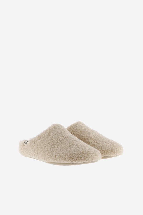 Womensecret Victoria Norte faux shearling house slippers with soft fur insole Bež