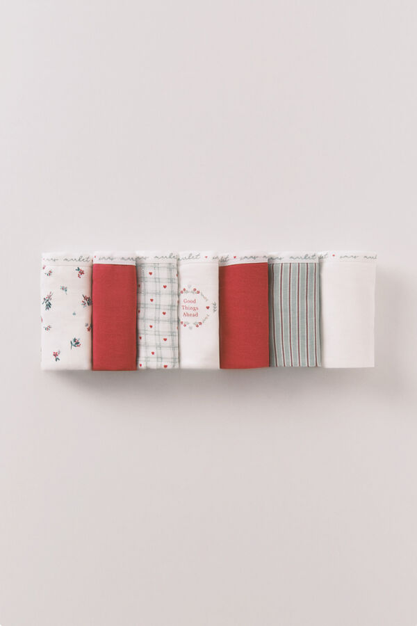 Women'secret Paket od 7 klasičnih pamučnih gaće sa božićnim printom Bordo