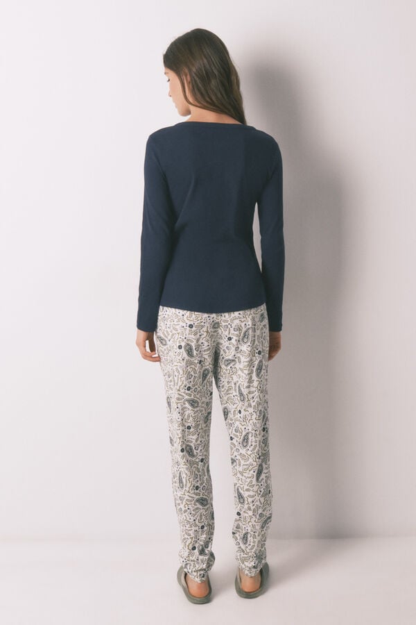 Women'secret Pamučne duge pantalone sa Paisley dezenom Print