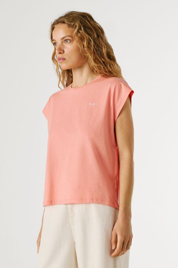Pepe Jeans Majica kratkih rukava sa okruglom kragnom Koralna