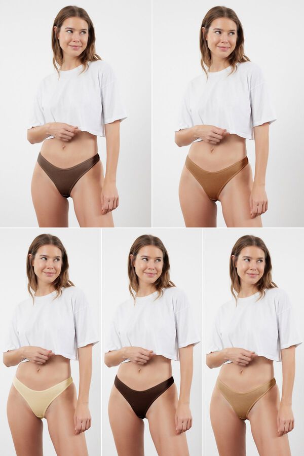 Trendyol Pack de 5 tangas canal&eacute; estampado