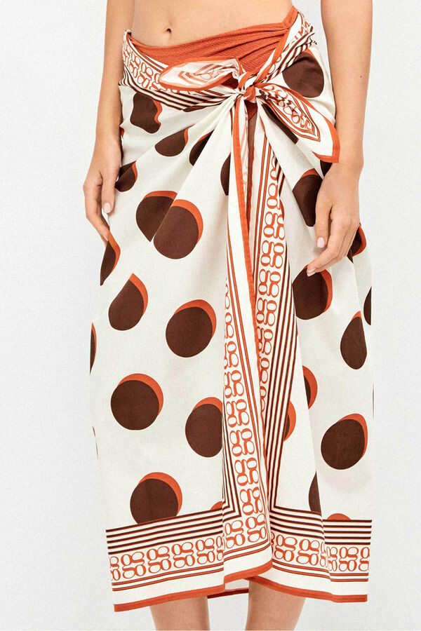 Gisela Pareo falda estampado 100% algod&oacute;n blanco