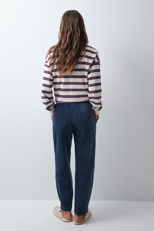 Women'secret Plave duge pantalone od somota Plava