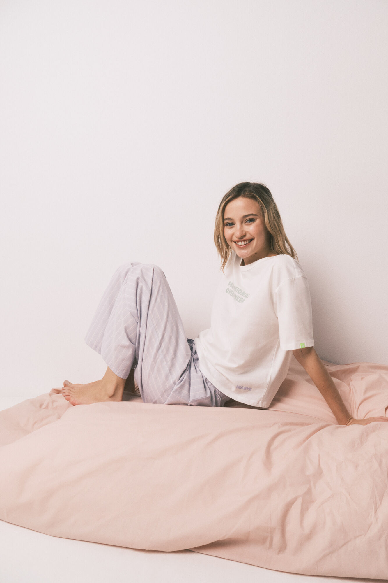 HI&BYE Plava 100% pamučna prugasta duga pidžama