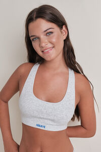 HI&BYE Sivi bešavni rebrasti sportski top 