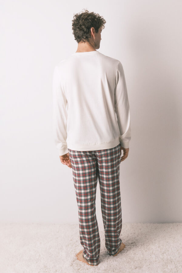 Women'secret Mu&scaron;ka pidžama: duks i karirane pantalone Bež