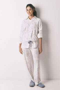 Women'secret Bela duga rebrasta pidžama sa printom ptica