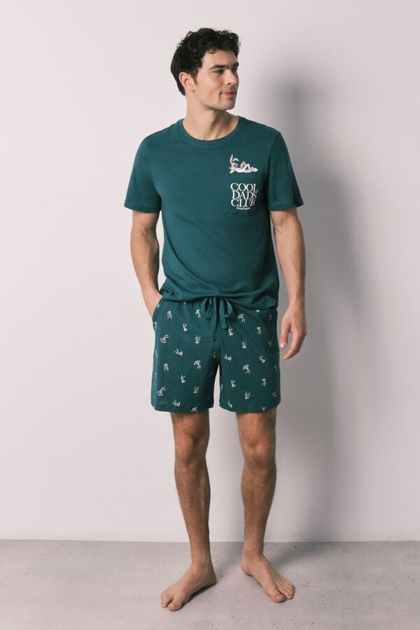 Women'secret 100% pamučna mu&scaron;ka kratka pidžama Bugs Bunny Zelena