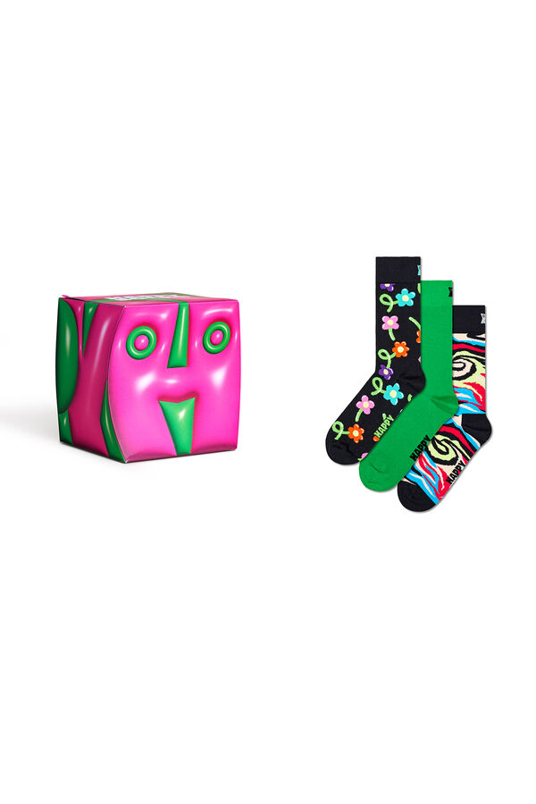 Happy Socks 3 Pack Unisex socks Hyper Cube Gift Set printed