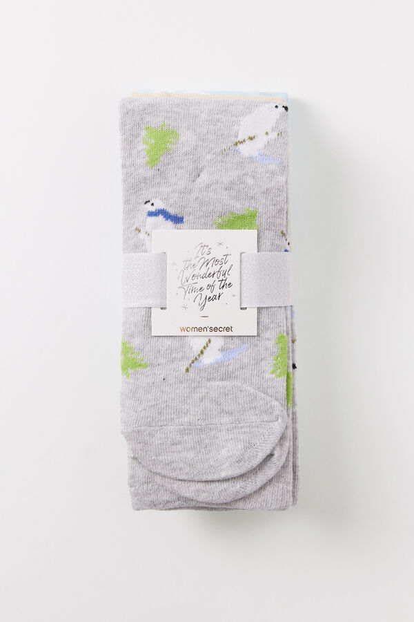 Women'secret Pack of 3 polar bear high socks printed