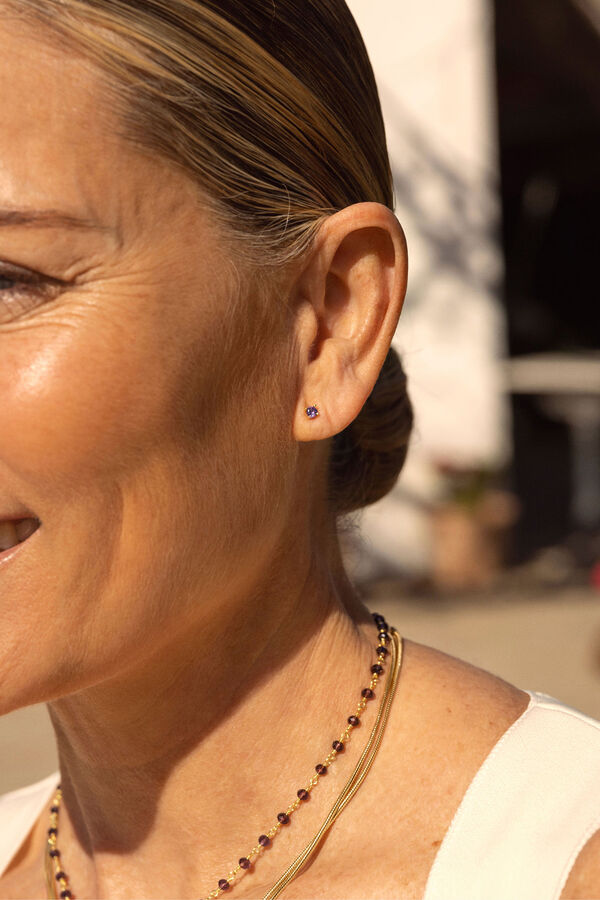 Singularu Pendientes Spark Lavande Plata Ba&ntilde;o Oro amarillo