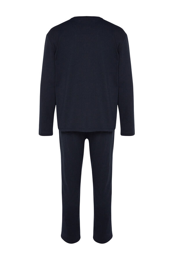 Trendyol Conjunto pijama largo liso azul "Sleep on it" azul