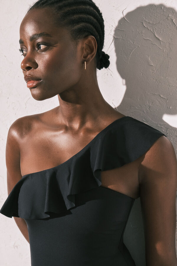 Women'secret Crni kupaći kostim za oblikovanje sa asimetričnim karnerom Crna