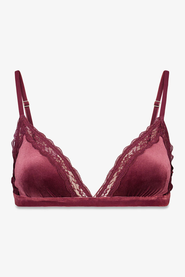 Women'secret PRIRODNI somotski bordo trouglasti grudnjak Bordo