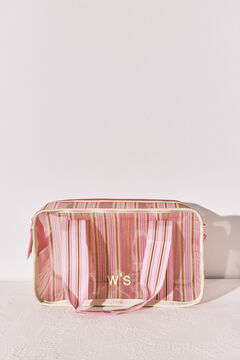 Women'secret Srednji neseser od mrežaste tkanine na zelene i roze pruge Print