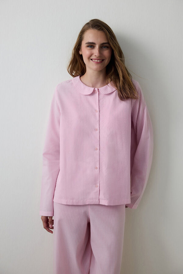 Penti Pinkish Stripes Ls Shirt Pant Set pink