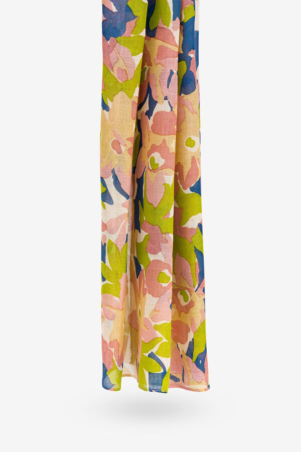Vilanova Pa&ntilde;uelo Efecto Lino con Dise&ntilde;o Floral estampado