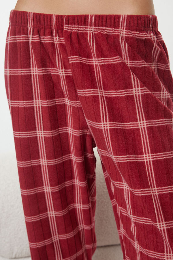 Trendyol Plaid Christmas Print Fleece Winter Pyjamas Set   pink