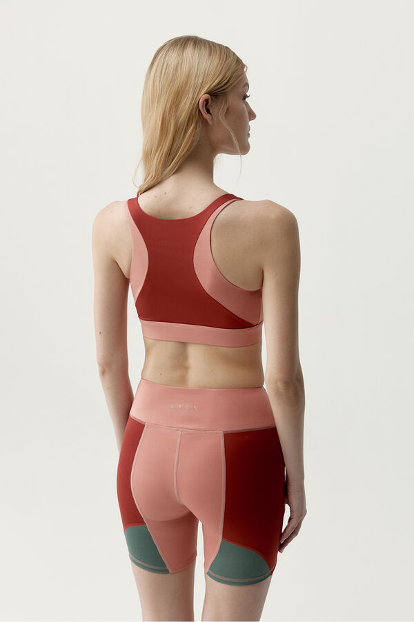 Born Living Yoga Haut de sport Darana rouge corail/vert imprim&eacute;