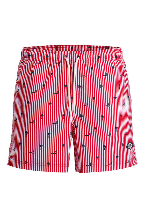 Jack & Jones Ba&ntilde;ador estampado rayas logo rojo