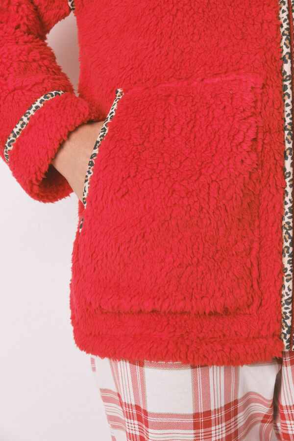 Women'secret Kućni ogrtač crveni ogrtač od ovčije kože sa Snupi vez Crvena