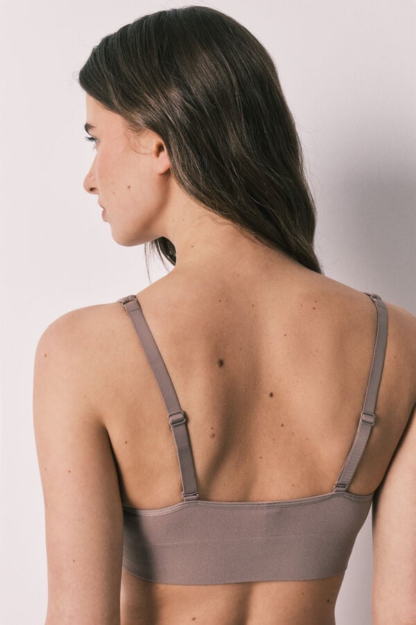 Women'secret Braon trouglasti top bez &scaron;avova NATURAL Braon