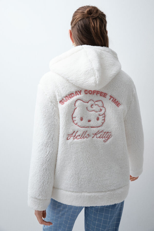 Women'secret Kratki kućni ogrtač od ve&scaron;tačkog jagnjećeg krzna Hello Kitty Bež