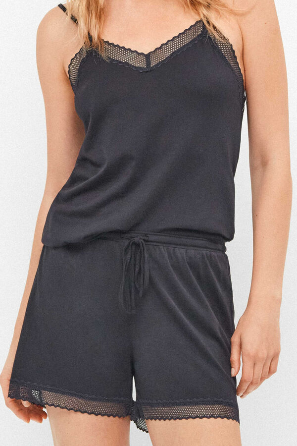 Gisela Conjunto pijama corto lencero negro