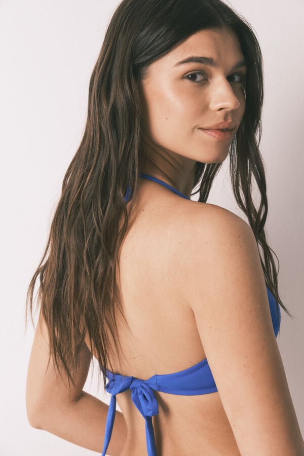 HI&BYE Plavi jednobojni top bikini bandeau Print
