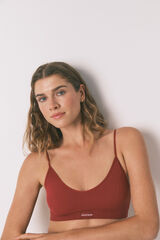 Women'secret PRIRODNI granatni karirani trouglasti top Bordo