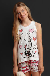 Admas Pijama curto Snoopy cora&ccedil;&otilde;es