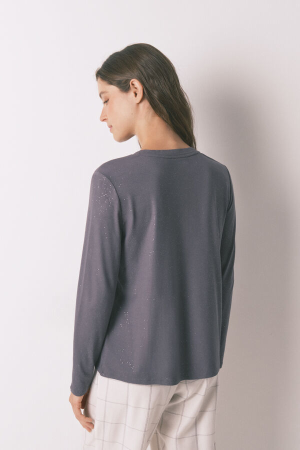 Women'secret Sjajna siva viskozna majica dugi rukav Siva