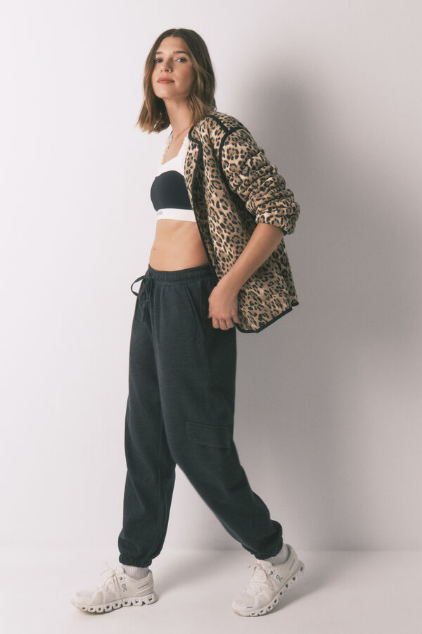 Women'secret Duge pantalone od finog sivog pli&scaron;a Siva