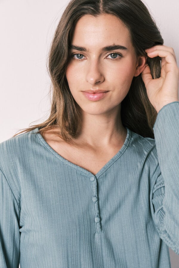 Women'secret Zelena pointelle duga pidžama Plava