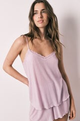 Women'secret Roze mekana na dodir rebrasta kratka pidžama Roze