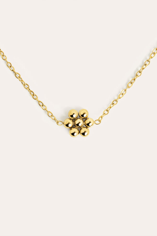 Singularu Collar Tiny Daisy Acero Ba&ntilde;o Oro amarillo