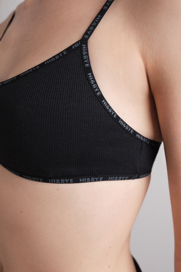 HI&BYE Crni pamučni top grudnjak sa odvojivim korpe Crna