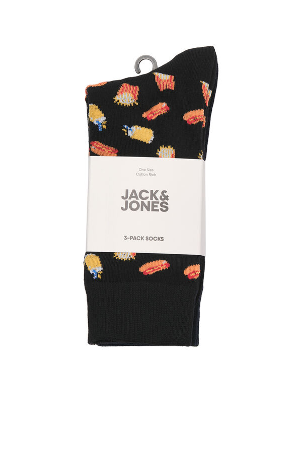 Jack & Jones Pack 3 calcetines estampados negro