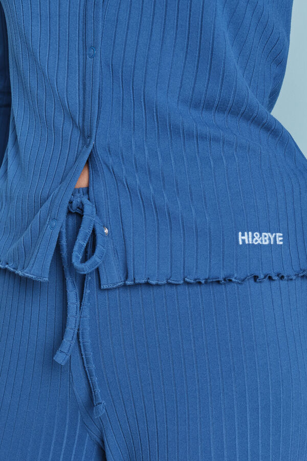 HI&BYE Duga plava pidžama od rebraste tkanine Print