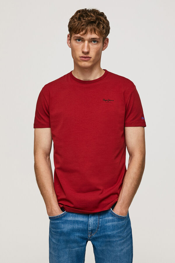Pepe Jeans Camiseta logo estampado fit slim rojo