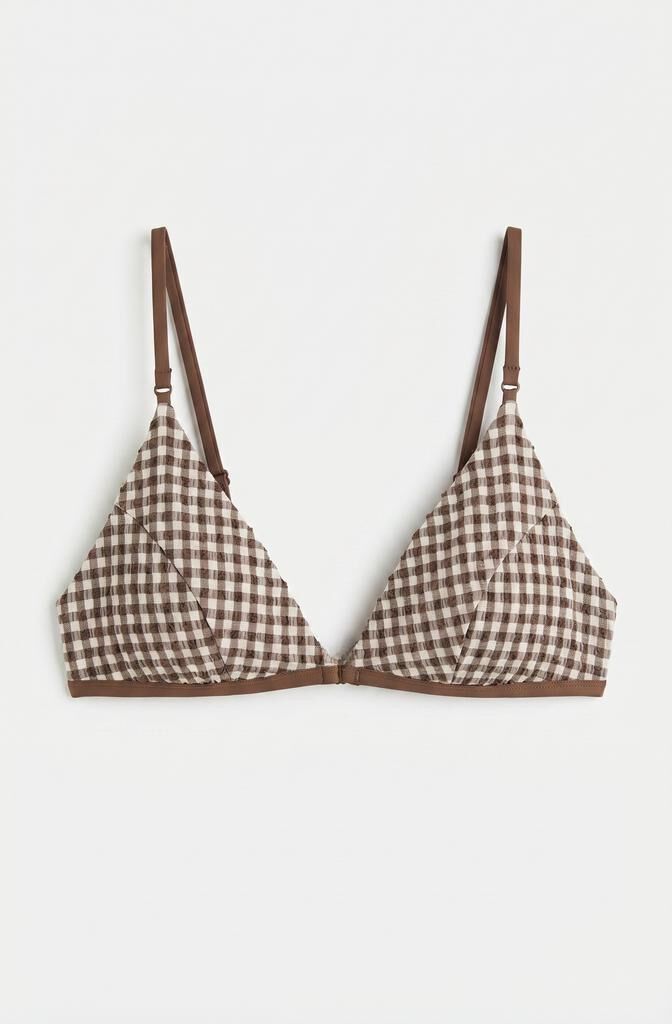 Women'secret Barna lurex Vichy-mint&aacute;s h&aacute;romsz&ouml;g bikinifelső