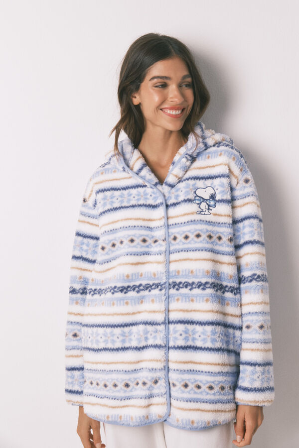 Women'secret Snoopy kućni ogrtač s kapuljača i rubovima S uzorkom