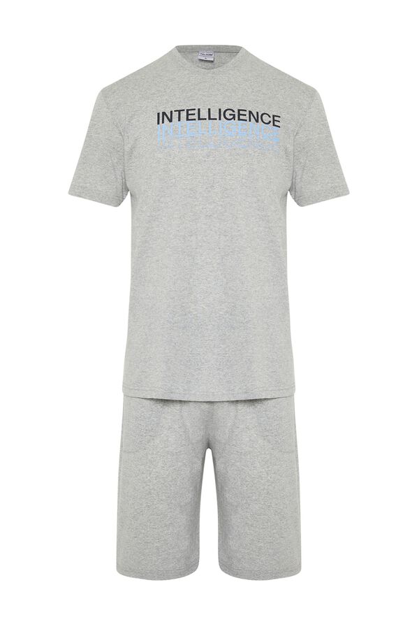 Trendyol Conjunto de pijama corto liso gris