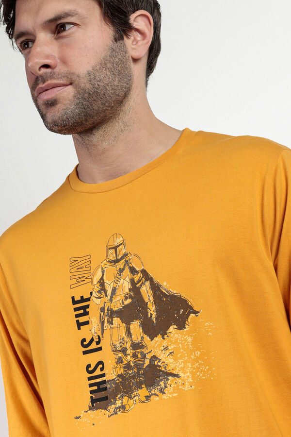 Admas Pijama largo Mandalorian 100% algodón para hombre amarillo