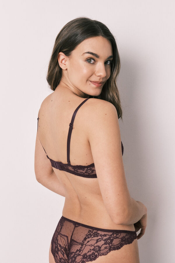 Women'secret Ljubičasti čipkasti push-up grudnjak GORGEOUS Ljubičasta