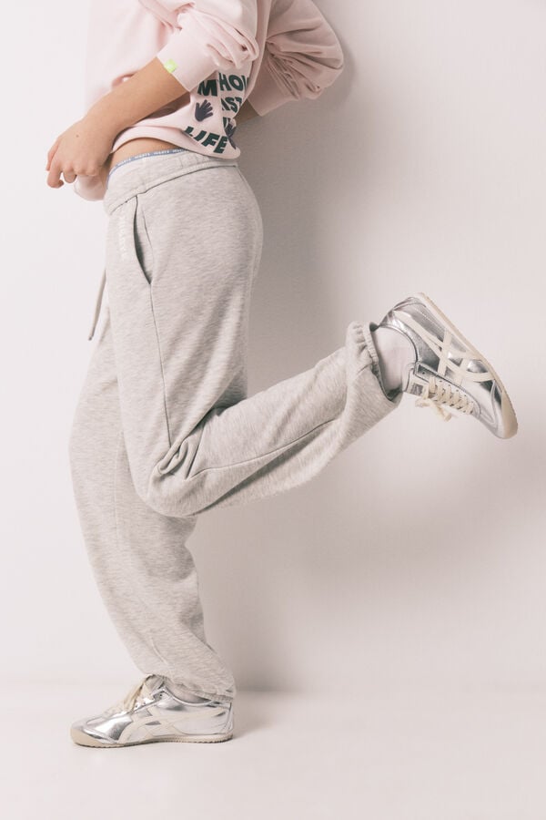 HI&BYE Sive pamučne jogger pantalone Siva