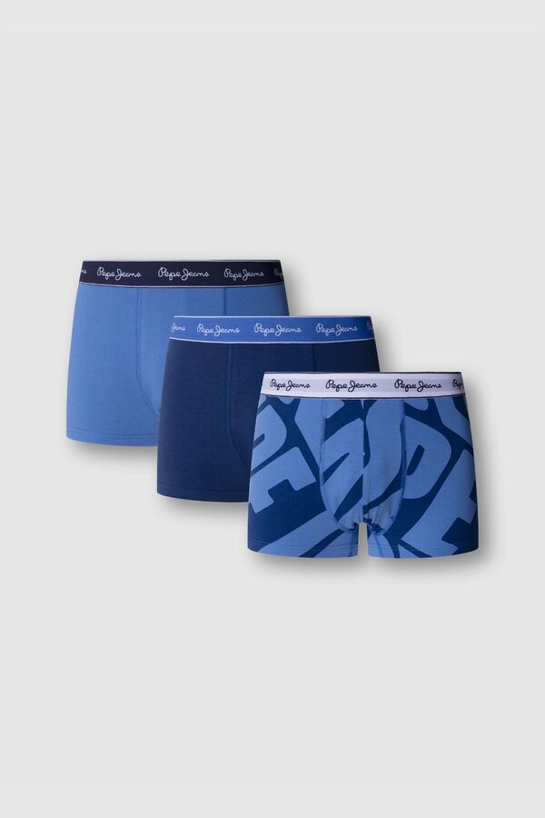 Pepe Jeans Pack 3 boxer liso y logo azul